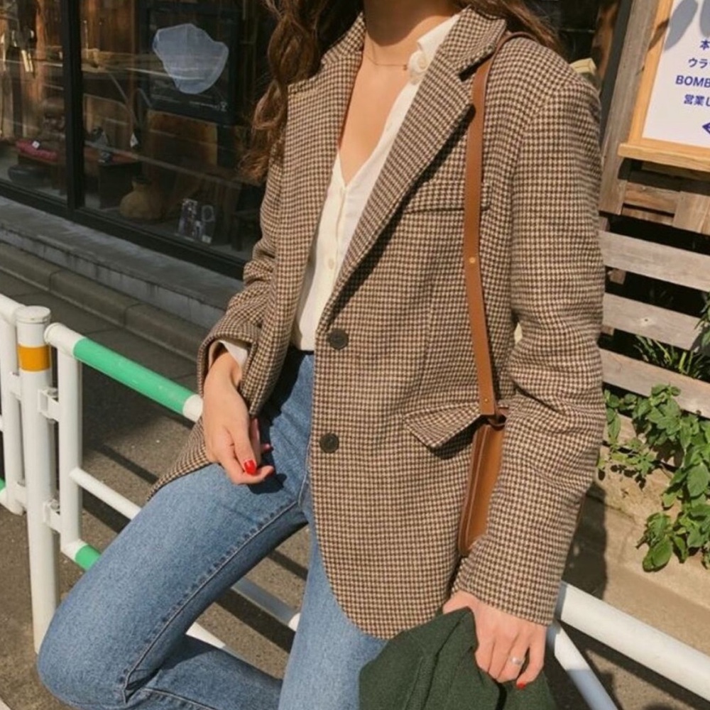 Chaps Women's Tan Houndstooth Blazer